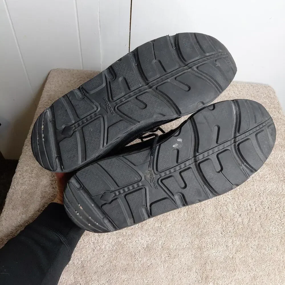 Brooks Shoes Mens Size 14 Addiction Walker Triple Black Leather Walking Ortho - Picture 9 of 12